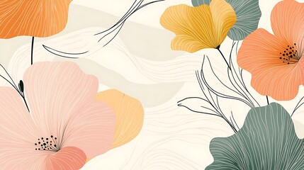 Abstract Floral Design with Pastel Hues.