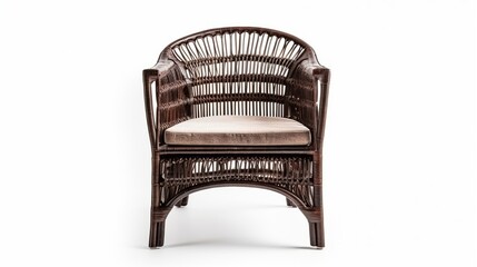 Dark brown wicker arm chair