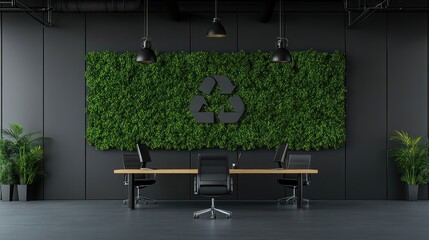 Eco-Friendly Modern Office Design: Sustainable Workspace with Green Wall