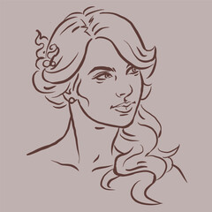 woman with long hair vector for card decoration illustration