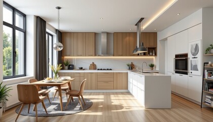 Fototapeta premium stylish kitchen interior with modern furniture. generative ai
