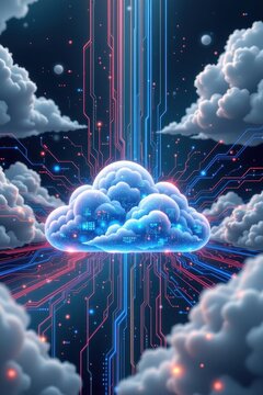 cloud computing technology concept. futuristic illustration. ai generative