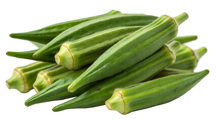 Fototapeta premium A vibrant pile of fresh green okra, ready for cooking, showcasing their healthy and nutritious qualities.