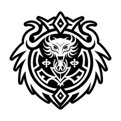 A filled style icon of dragon tattoo