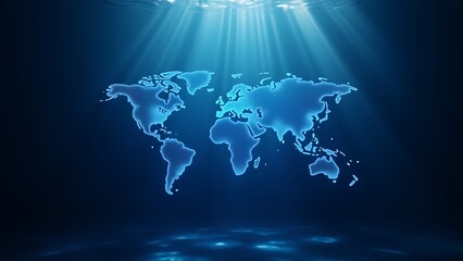 Global Digital Network Concept: Futuristic Internet Technology, World Connection, Data Business, 3D Cyberspace Innovation Background, Future Tech Virtual Networking: Worldwide Communication