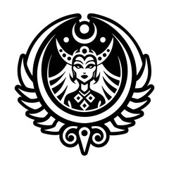 A solid style icon of moon goddess symbol