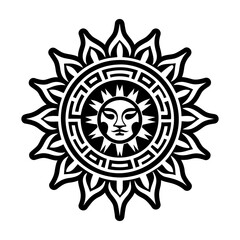 A solid style icon of sun emblem tattoo