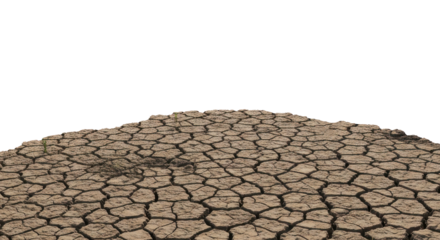Dry cracked earth drought climate change arid on transparent background