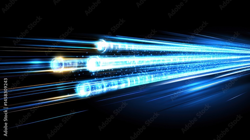 Poster high speed data stream abstract blue glowing lines technology background