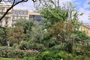 Blick in das Zentrum der Stadt Barcelona in Spanien	