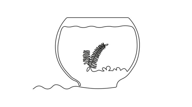 Abstract aquarium with algae, seaweed. Self drawing animation one continuous line draw, logo