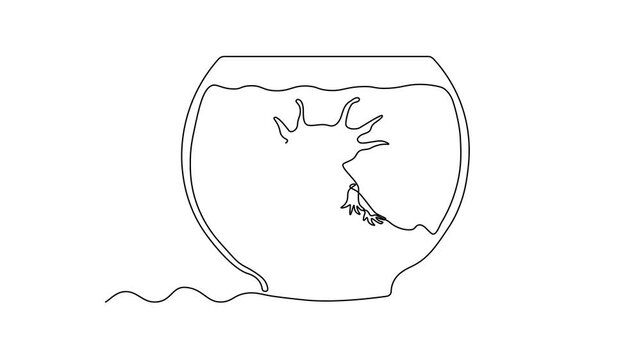 Abstract aquarium with axolotl,amphibian,larva. Self drawing animation one continuous line draw, logo