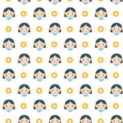 Seamless happy girl face pattern background