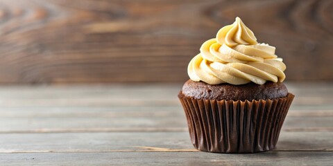 Rich banana cream filling overflowing from a decadent chocolate cup , Delicious, Cupcake