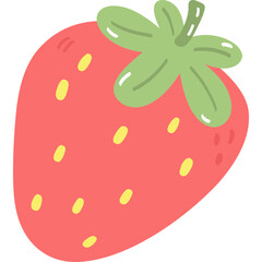 Cute strawberry fruit organic simple flat vector