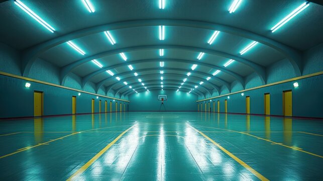 Empty futuristic basketball arena