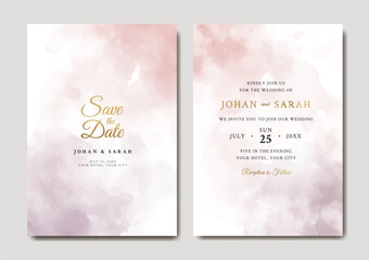 Watercolor wedding invitation of pink abstract