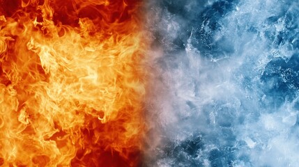 Obraz premium Fiery and icy abstract background orange and blue textures