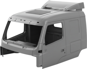 Unassembled Grey Truck Cab Chassis Heavy Duty Vehicle Transportation Industry 3D Render