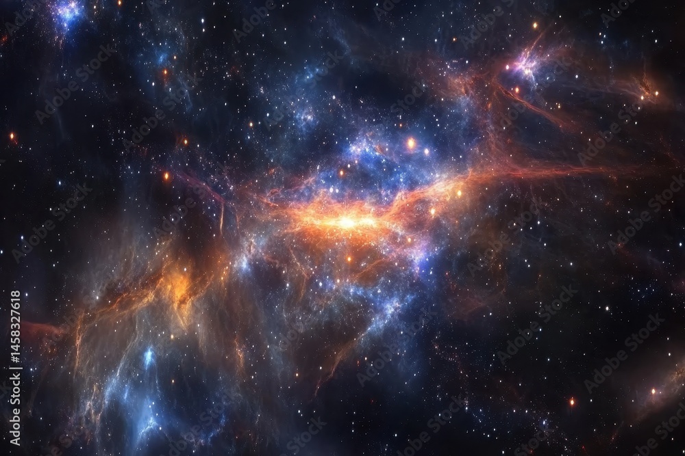 Wall mural vibrant galaxies swirl in a cosmic dance under the glow of countless stars in an infinite expanse, i