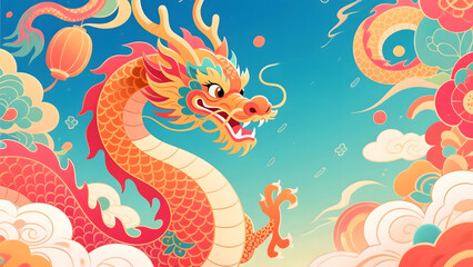 Dragon Boat Festival dragon head traditional festival Chinese dragon scene illustration