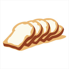 Sliced bread for food menus, online icons, and element designs in a white bread set illustrated graphic bundle