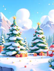 Fototapeta premium Dreamlike snowy mountain scenery