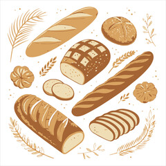 An assortment of wheat and bread varieties