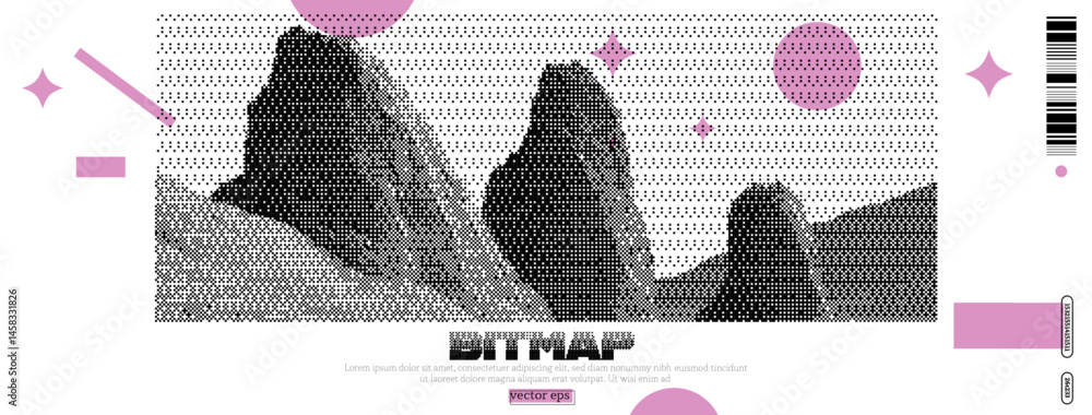 Poster exploration of y2k aesthetics through a vector illustration featuring bitmap elements and dada-inspi