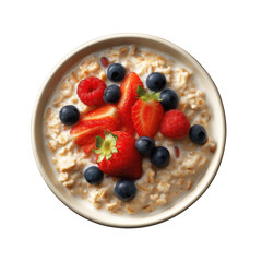 transparent PNG image of Bowl of Oatmeal with Fresh Berries