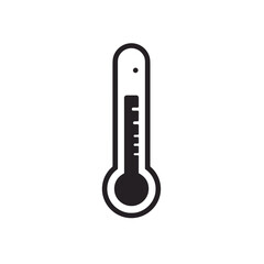 Thermometer icon indicating temperature measurement in black and white  
