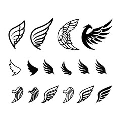 Set of Decorative Wings Illustration