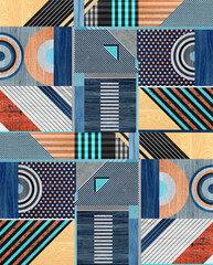 Seamless colorful pop art design wood texture wall tiles for decor.	
