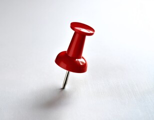 Red Push pin on White Background &ndash; Office and Reminder Concept