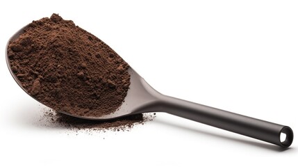 Dark cocoa powder in spoon