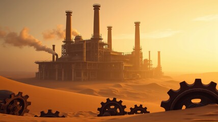 Abandoned Industrial Power Plant in a Steam-filled Wasteland