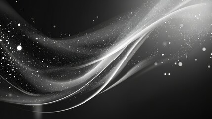 Obraz premium Silver Wave Abstract: Glowing Curves and Subtle Sparkle