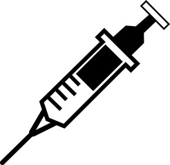 Medical syringe or injection instrument element icon. Premium Vector template designs elements, isolated on transparent background, used to inject vaccine website design, logo, mobile apps design,