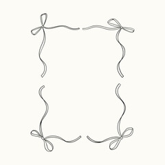 Retro frames made of ribbons and baets. Vector simple hand drawn illustration.