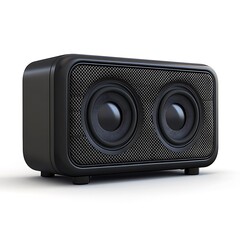 Obraz premium Black Portable Speaker With Two Drivers Isolated For High Resolution Images