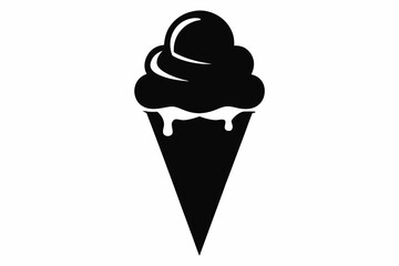 Ice Cream Cone Silhouette Vector Illustration 