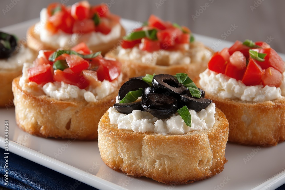 Aufkleber deliciously crafted bruschetta topped with fresh tomatoes and olives showcasing an appetizing array 