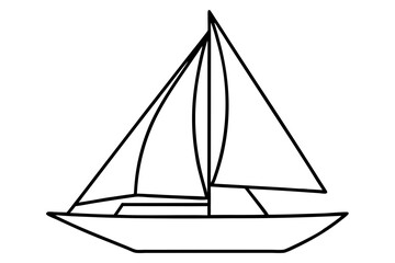 Sailboat Line Art Vector Illustration 