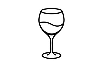 Wine Glass Line Art Vector Illustration  