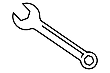 Wrench Line Art Vector Illustration 