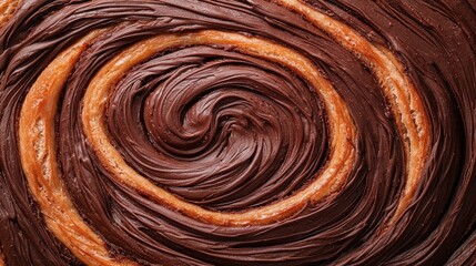 Vibrant dynamic shot of sliced chocolate babka with swirling chocolate textures captured in motion