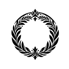 Obraz premium Elegant Black & White Laurel Wreath Illustration – Frame Design