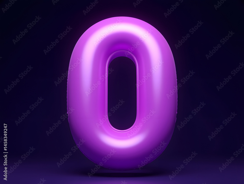 Poster 3d rendering number font 0, countdown concept of number 0