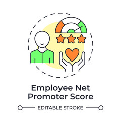 Employee net promoter score multi color concept icon. Measure workforces loyalty. Performance and engagement. Round shape line illustration. Abstract idea. Graphic design. Easy to use blog post
