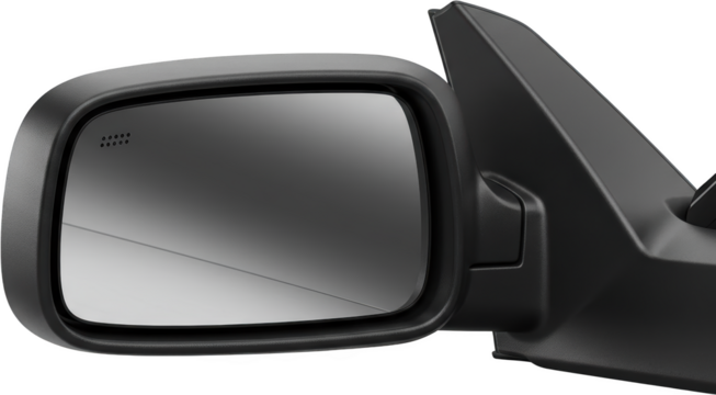 Automotive Side Mirror with Blind Spot Detection System Close up